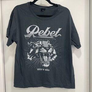 Day Rebel rock n roll black and white tiger t-shirt. Large. Worn/washed 1x.